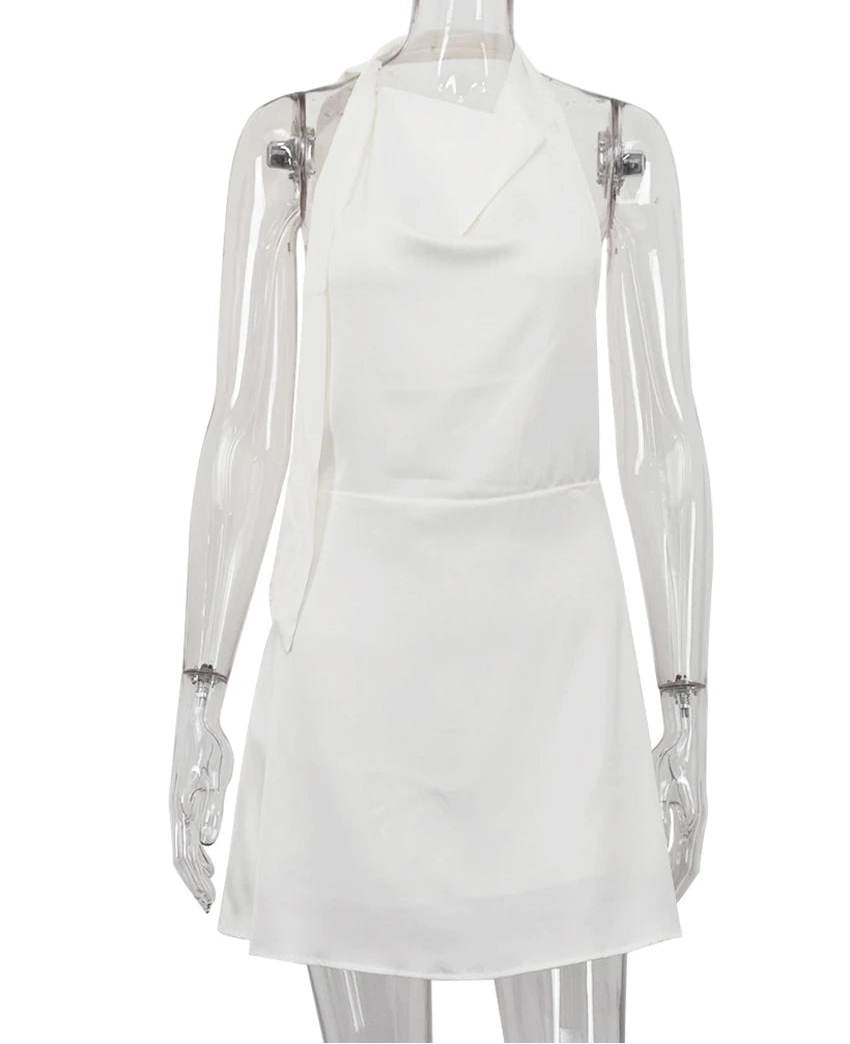 Satin Halter Backless Mini Dress